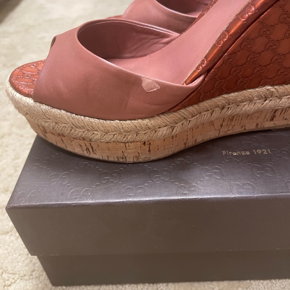 Gucci platform Desert Rose Espadrille wedge Sandals - Picture 5 of 8